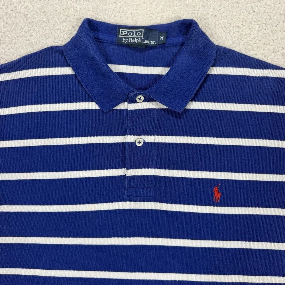 VTG Polo Ralph Lauren Shirt Men's M Striped Pony Preppy Y2K Casual Quiet Luxury
